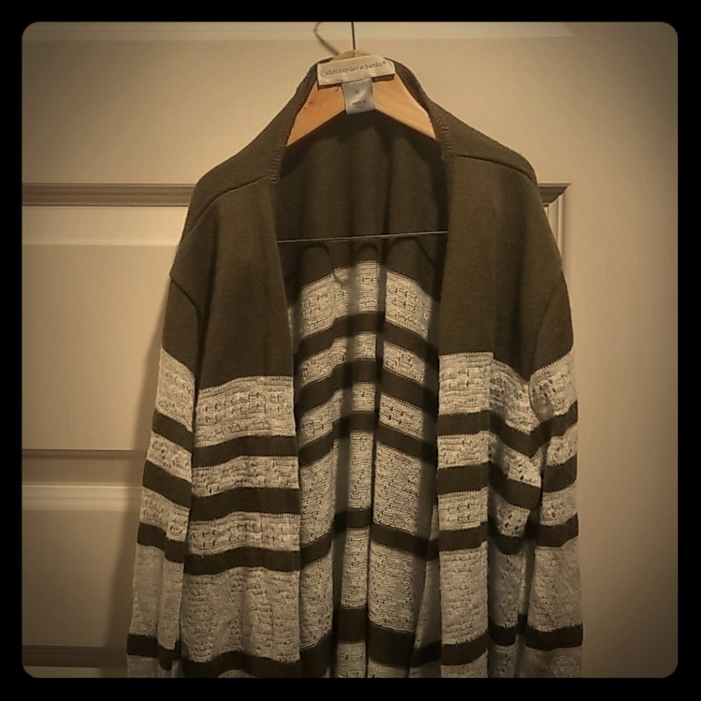 Christopher & banks XL striped crochet cardigan